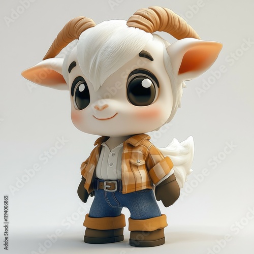 Adorable 3D Render of a Cute Baby Goat in Trendy Outfit photo