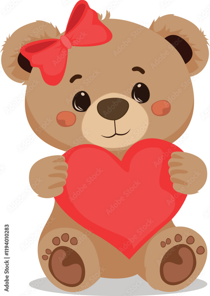 Valentines Day Bear clipart, Cute Bear Hugging Heart Valentines Day Bear clipart, Cute Bear Hugging Heart