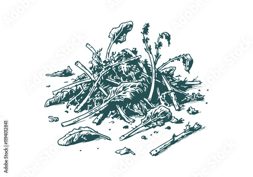 Spinach Leftover Waste Hand Drawn Sketch Illustration Vector Isolated