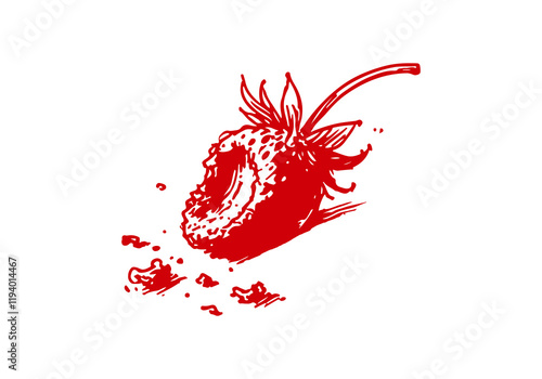 Strawberry Leftover Waste Hand Drawn Sketch Illustration Vector Isolated