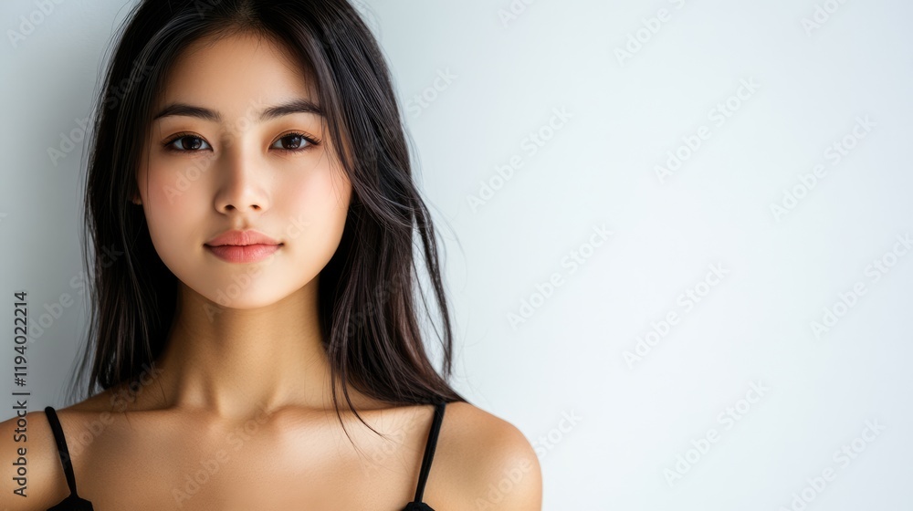Studio portrait of a young beautiful Asian woman on white background with copy space Studio portrait of a young beautiful Asian woman on white background with copy space