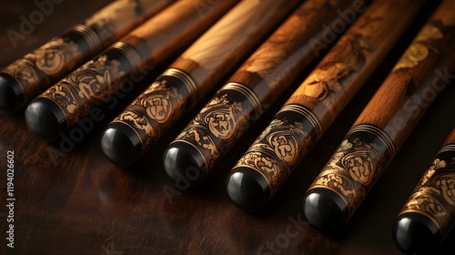 Wallpaper Mural Ornate Wooden Pens With Intricate Gold Designs Torontodigital.ca