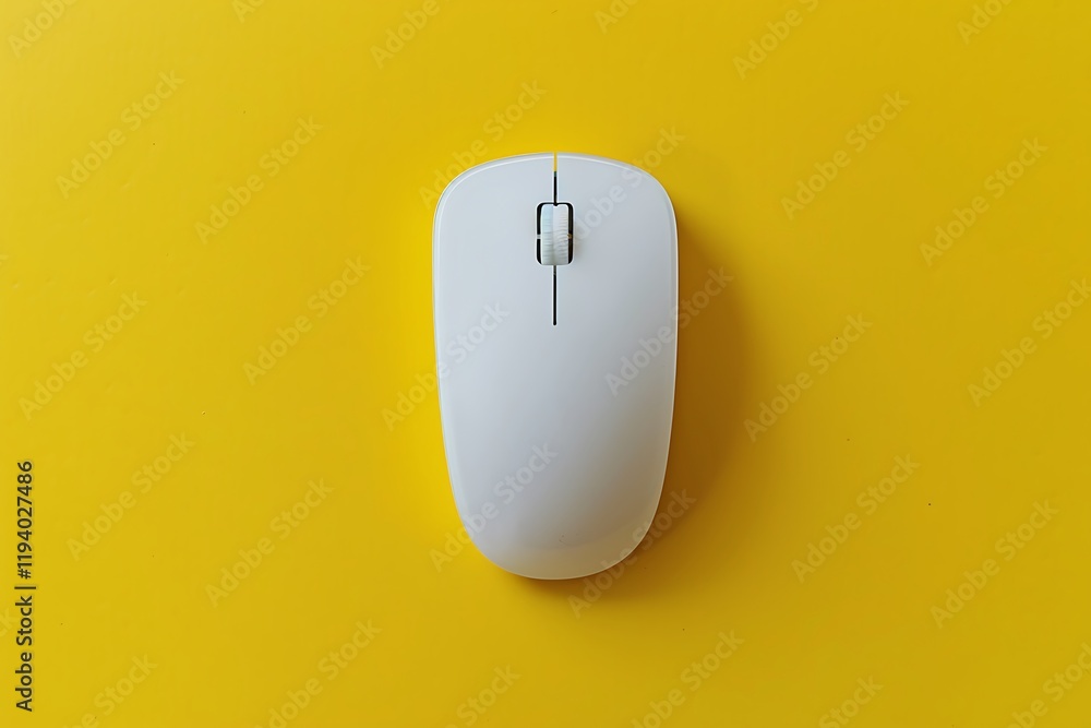 White computer mouse on yellow background. White computer mouse on yellow background.