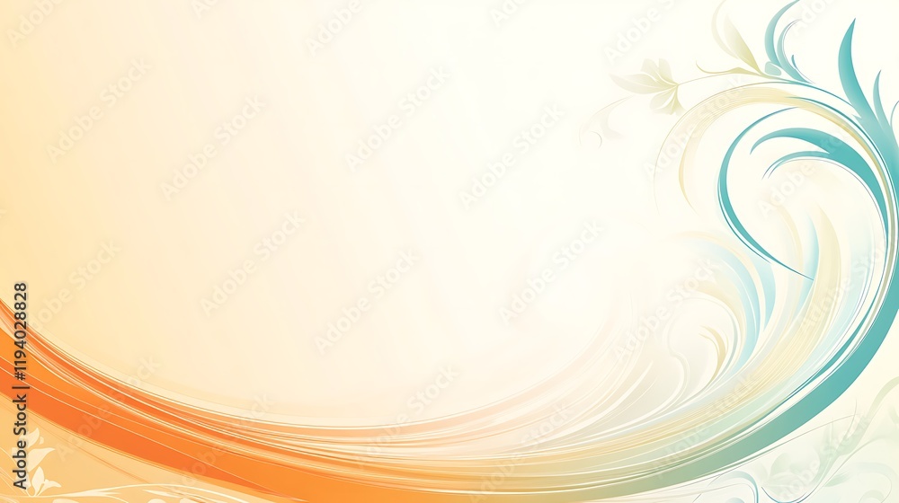 Abstract Swirling Orange Teal Floral Design Background Abstract Swirling Orange Teal Floral Design Background