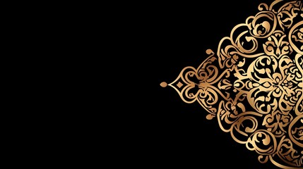 Gold ornate design on black background