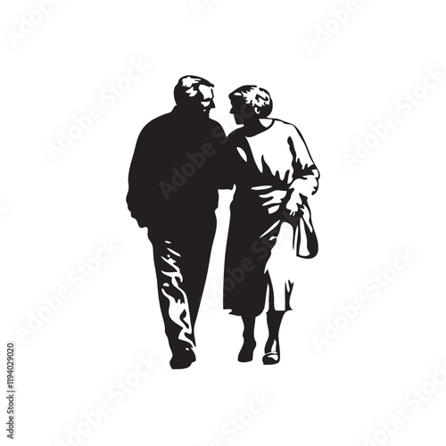 silhouette of a senior couple