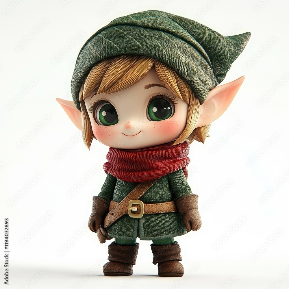 Adorable Fantasy Elf Child: A Whimsical 3D Render of a Cute Mythical Creature Adorable Fantasy Elf Child: A Whimsical 3D Render of a Cute Mythical Creature
