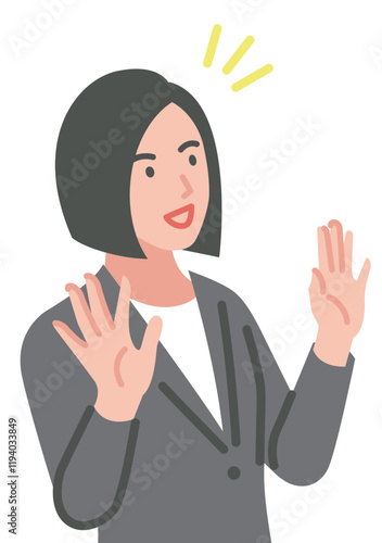 驚いているスーツを着た女性のイラスト