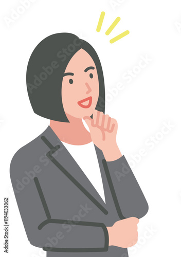 笑顔で納得するスーツの女性のイラスト