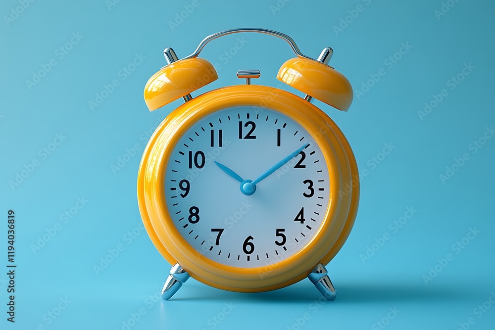3D alarm clock isolated with blue background 3D alarm clock isolated with blue background
