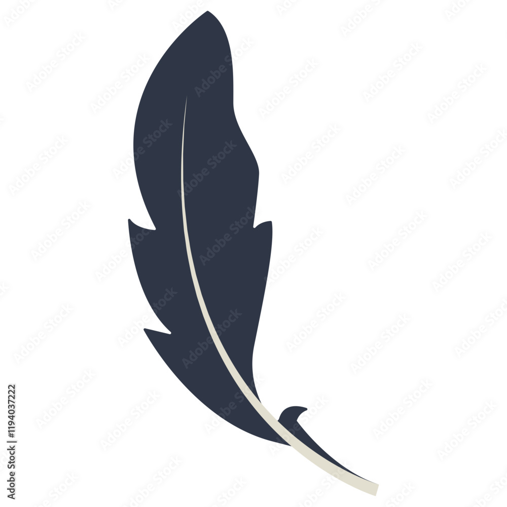 Naklejka premium Curve Bird Feather Silhouette. Isolated on White Background. Vector Illustration