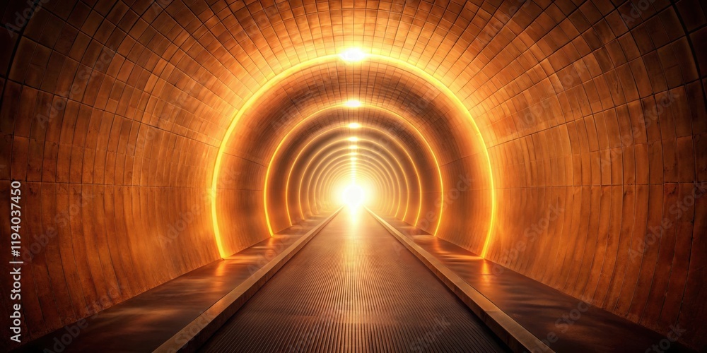 A tunnel of light, illuminated by concentric glowing rings, leads towards an unseen destination. The path ahead promises both wonder and mystery. A tunnel of light, illuminated by concentric glowing rings, leads towards an unseen destination. The path ahead promises both wonder and mystery.