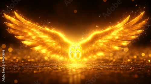 Golden Wings Embracing Number Sixty Six