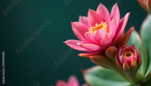 Fleshy pink flower clusters on a succulent plant stem, botanical, blooms photo