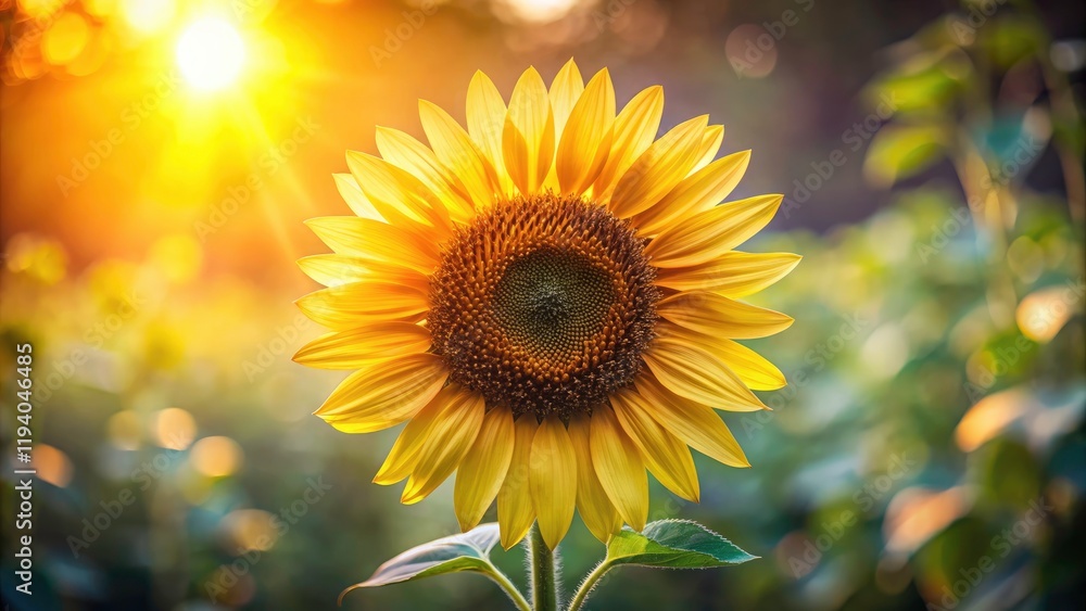 Fototapeta premium Minimalist Sunflower Closeup, Garden Bloom, Summer Flower Photography