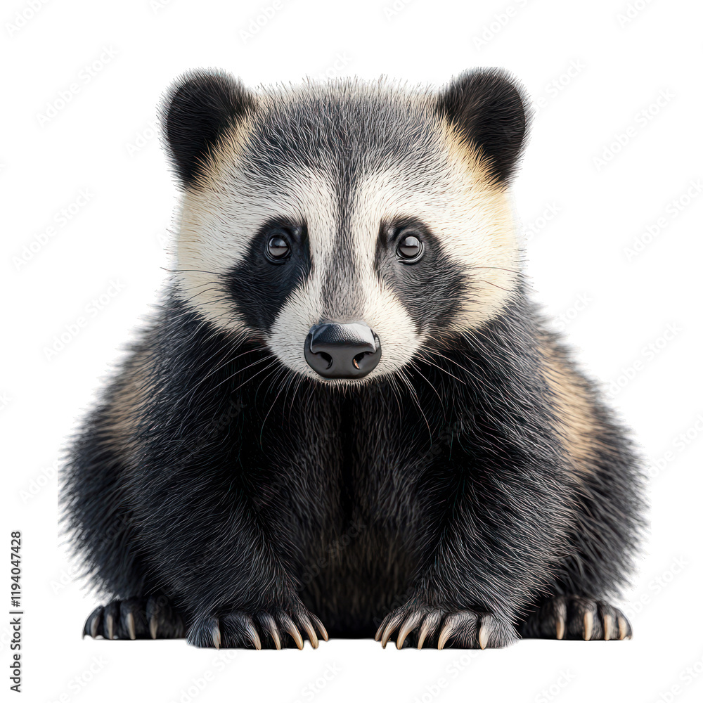 A cute panda sitting, showcasing its distinctive black and white fur. A cute panda sitting, showcasing its distinctive black and white fur.