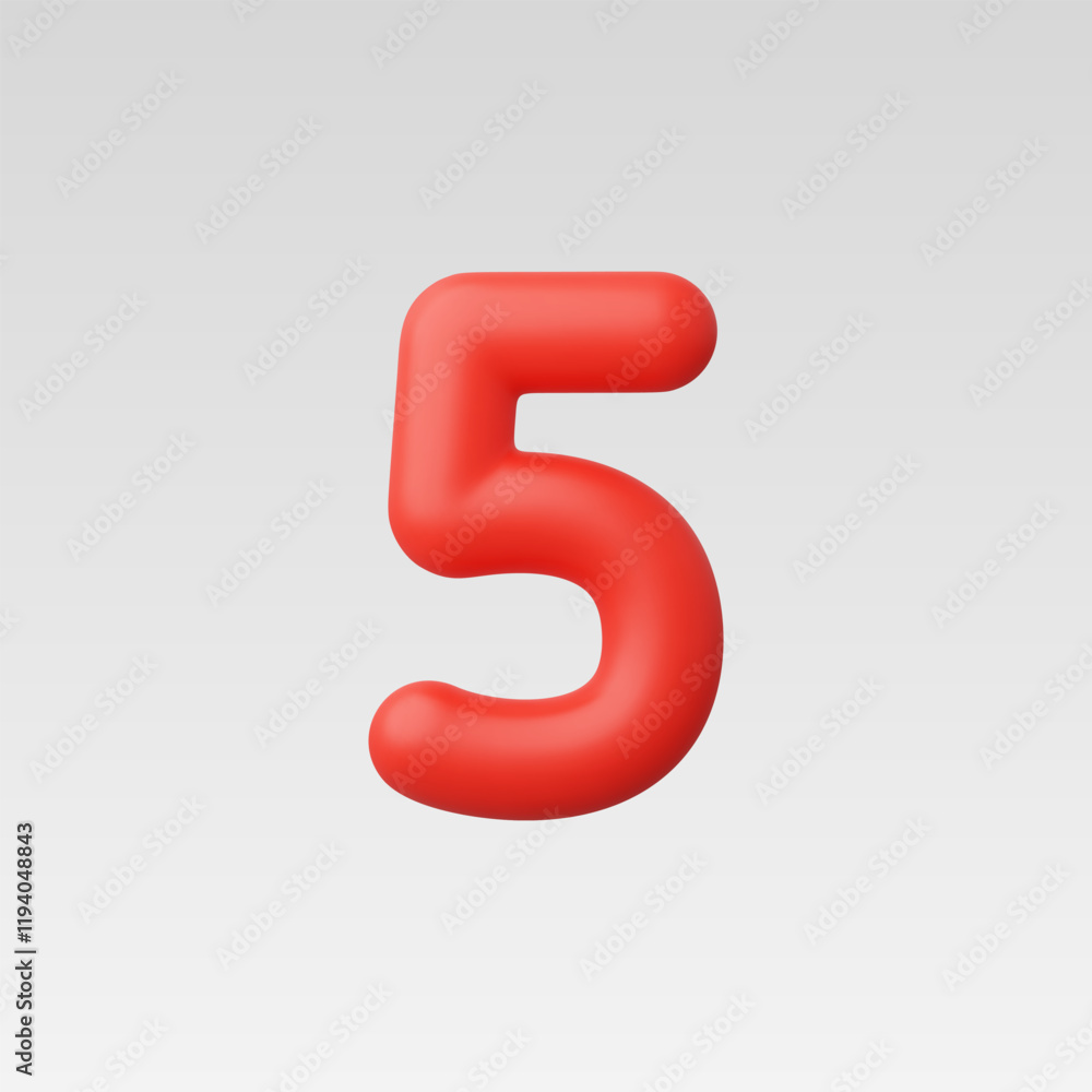 3d Realistic Number Five vector illustration 3d Realistic Number Five vector illustration