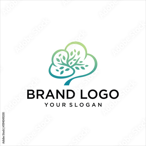 healty brain tree company logo vector