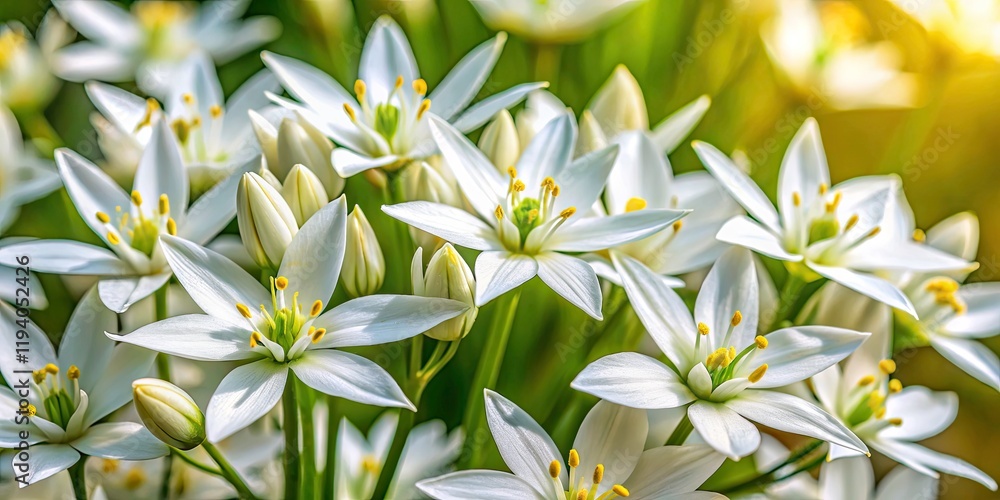 Obraz premium Ornithogalum umbellatum: Documentary Photography of Star of Bethlehem Flowers