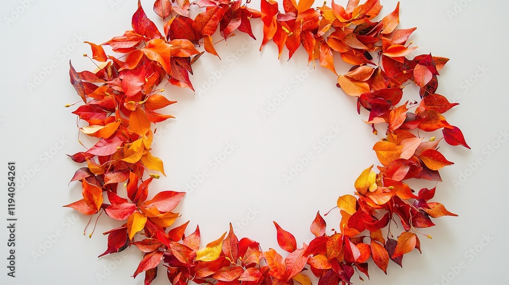 Fototapeta premium Autumn Leaf Wreath, Fall Colors