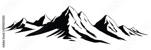 Silhouette mountain range isolated on white background, vector design	