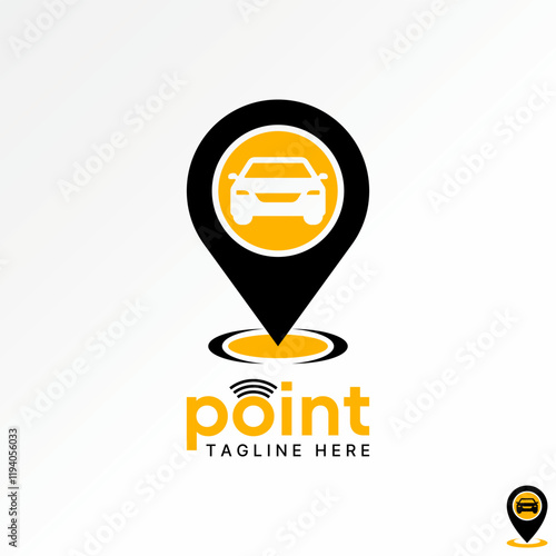 Logo design graphic concept creative premium vector stock image graphic point place car driver station GPS app maps to workshop street garage machine