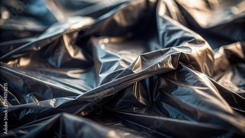 The Abstract Swirls of a Shimmering Black Fabric, Lit by the Warm Glow of the Setting Sun