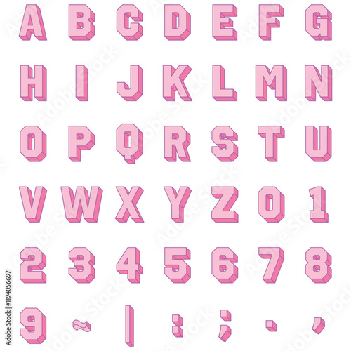 ピンクの立体アルファベット大文字