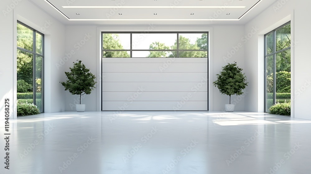 Fototapeta premium Modern urban garage interior bright environment & spacious design in high-quality