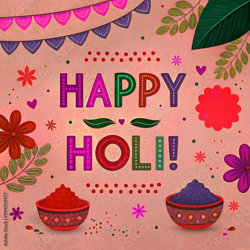 happy holi greeting card photo