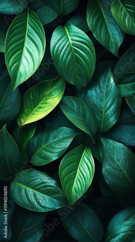 Wallpaper Mural Lush green foliage, vibrant leaves, tropical plant background. Torontodigital.ca
