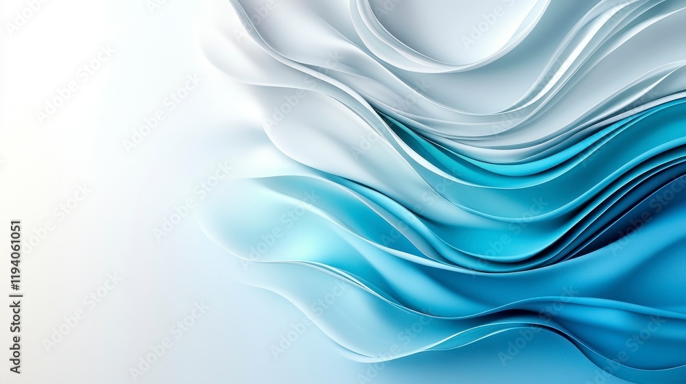 Fototapeta premium Abstract flowing waves in shades of blue and white creating a serene and modern background