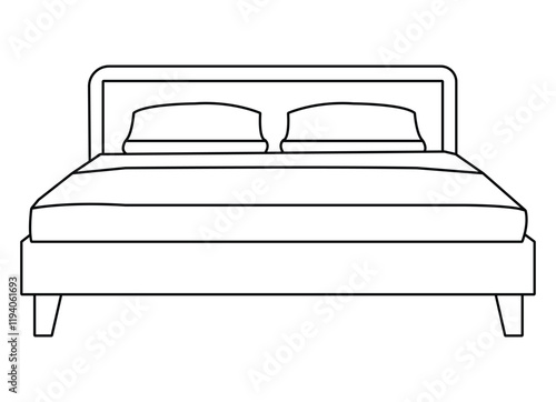 A simple vector line art bed illustration featuring minimalist design, perfect for modern and cozy interiors.