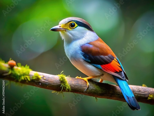 Silver-breasted Broadbill, Dehing Patkai Wildlife Sanctuary, Assam, India - Low Light Bird Photography photo