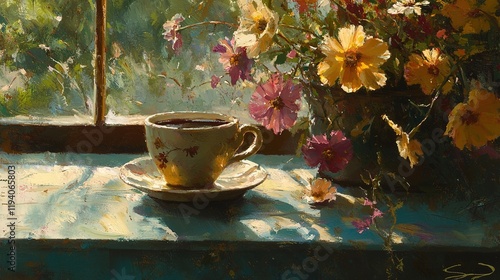 Sunlit Morning Coffee Still Life