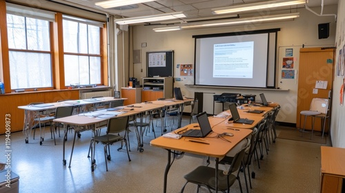 Wallpaper Mural Classroom Computer Lab, Modern Education Setup Torontodigital.ca