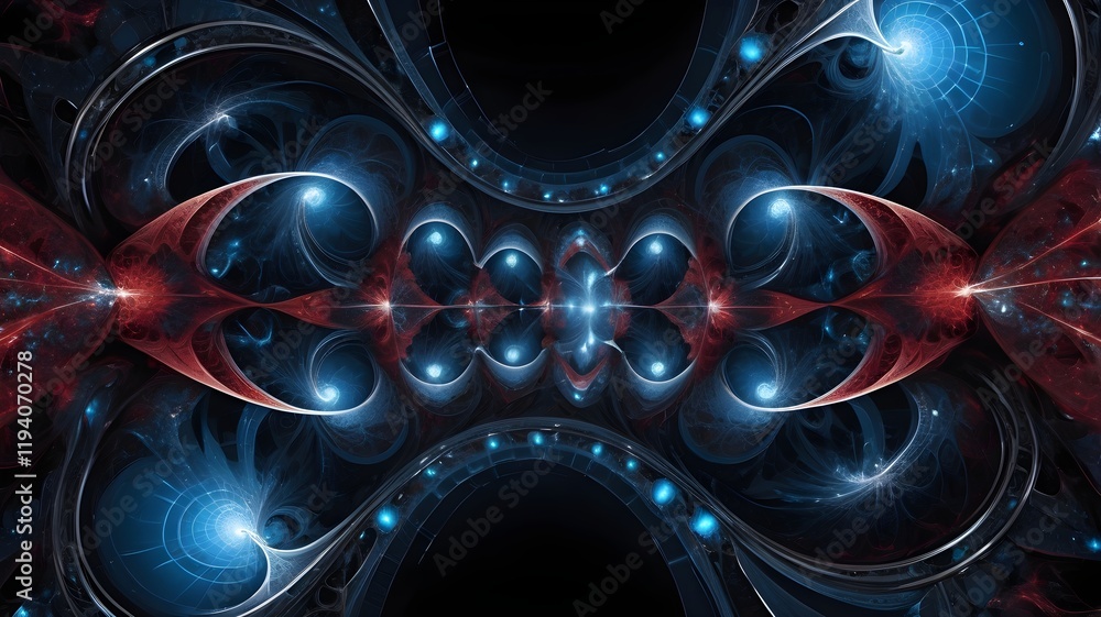 A mesmerizing fractal pattern with intricate swirls of red, blue, and white, creating a sense of depth and complexity. A mesmerizing fractal pattern with intricate swirls of red, blue, and white, creating a sense of depth and complexity.