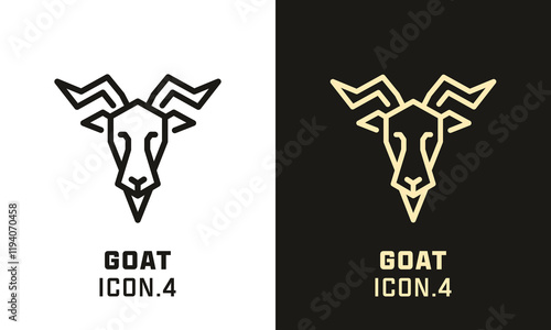 Alpine goat stylized head geometric line icon photo