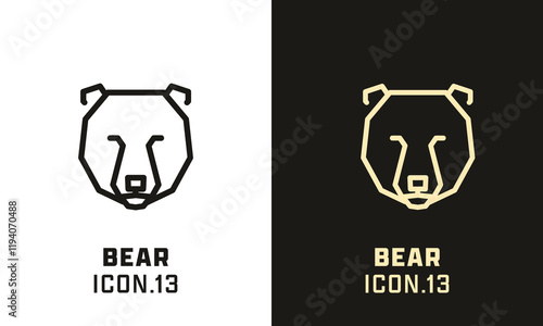 Bear stylized head geometric line icon