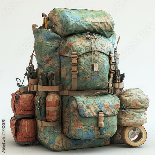 Ultimate Travel Backpack: Adventure Awaits! Explore the world with this fully equipped, durable vintage backpack. Perfect for hiking, camping, and expeditions. photo