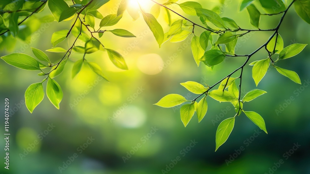 Obraz premium Delicate willow branches in fresh green, soft morning light, serene and minimalist Qingming Festival scene.