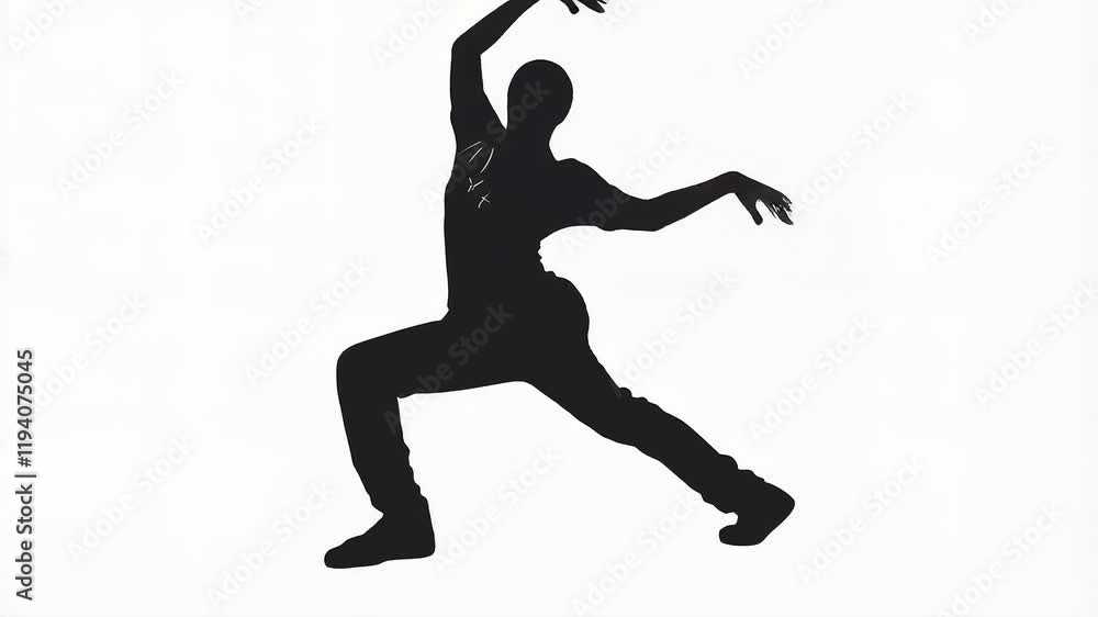 Silhouette of a Person Dancing with Expressive Movements Silhouette of a Person Dancing with Expressive Movements