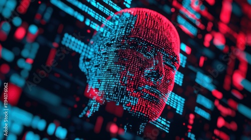 Robotic Face Generated from Binary Code in Futuristic Setting