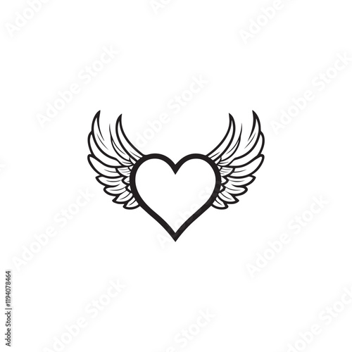 14 February valentine day vector heart with wings