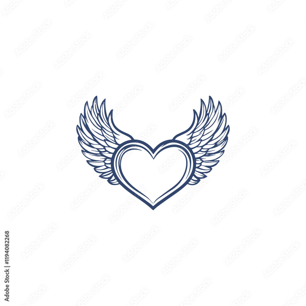 Obraz premium 14 February valentine day vector heart with wings