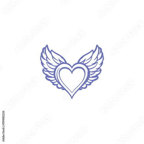 14 February valentine day vector heart with wings