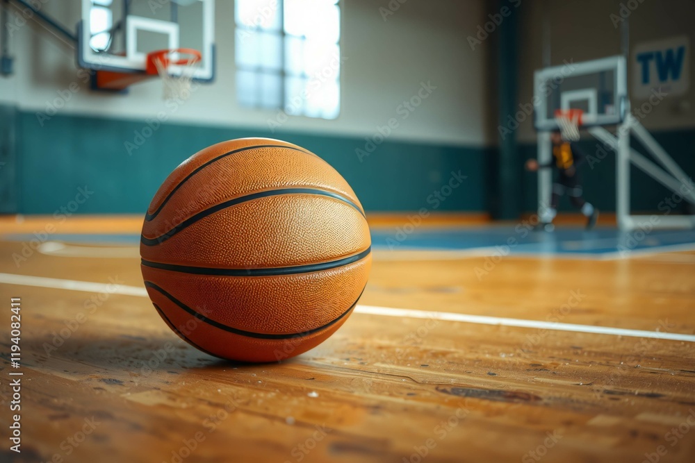 A close up of a basketball placed on a court, showcasing the intricate design and texture of the ball. Ideal for sports action and game day blogs. A close up of a basketball placed on a court, showcasing the intricate design and texture of the ball. Ideal for sports action and game day blogs.