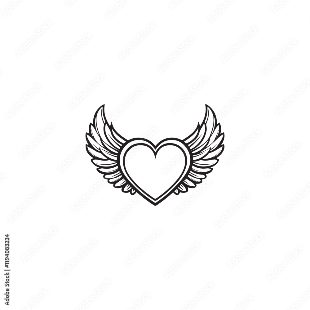 14 February valentine day vector heart with wings 14 February valentine day vector heart with wings