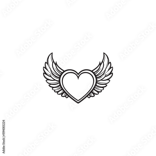 14 February valentine day vector heart with wings