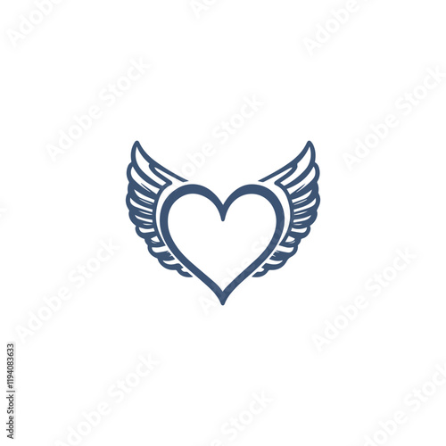 14 February valentine day vector heart with wings